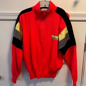 Obermeyer Mens Ski Sweater L Color Block Wool Blend  1/4 Zip Y2K Retro 90s
